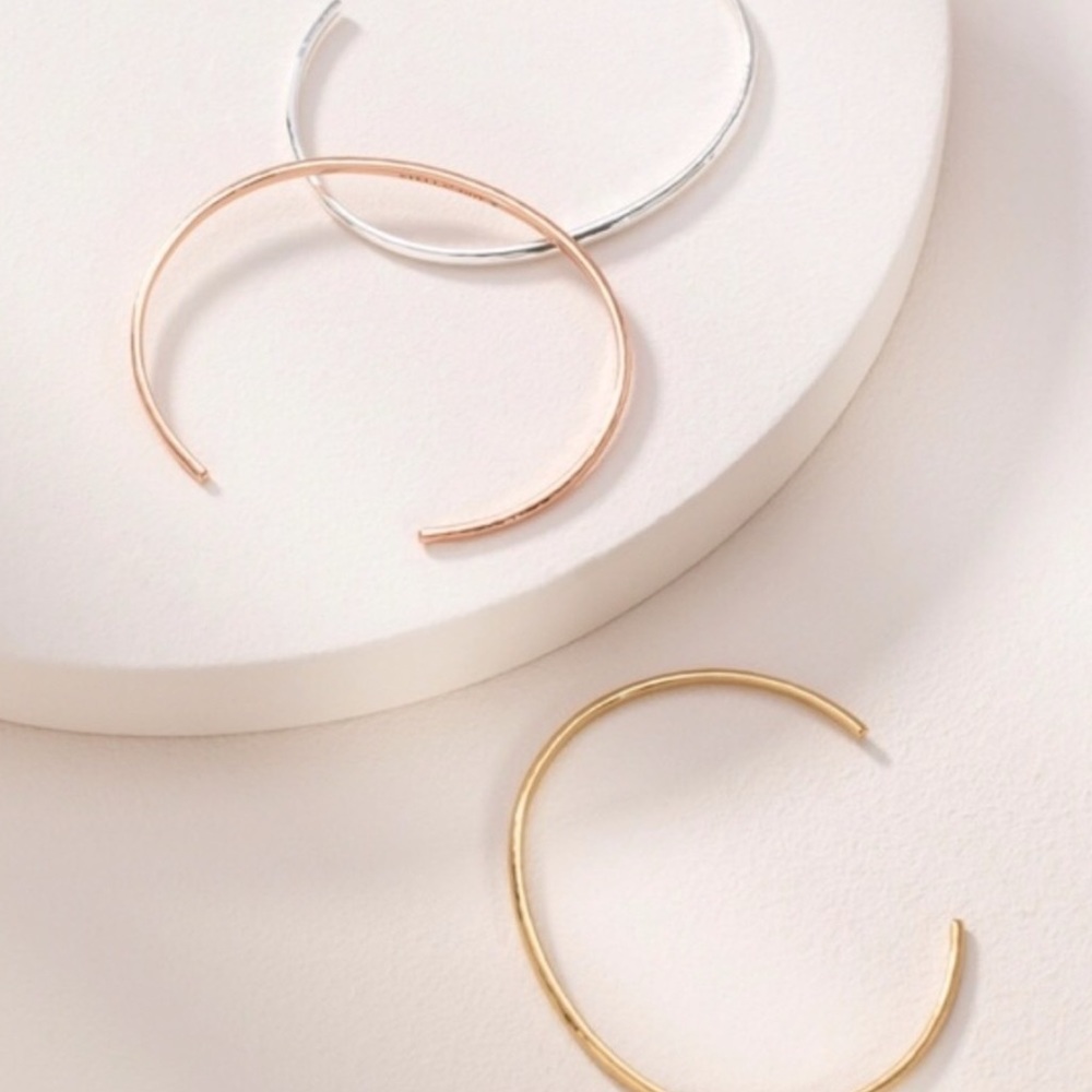 Stella & Dot | Dainty Gold Rose Gold Silver Bracelet Hammered Metal Cuff… - Picture 2 of 6